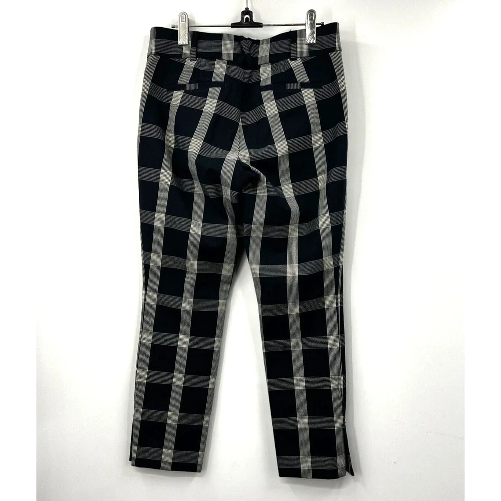 Anthropologie‎ Pants Womens 4 A+ Plaid The Essential Slim Trousers Black White